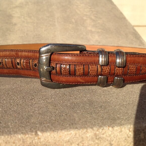 Cale Spain Genuine Lizard Belt Buckle Sz 36 Brass Buckle + Hardware - Picture 16 of 16